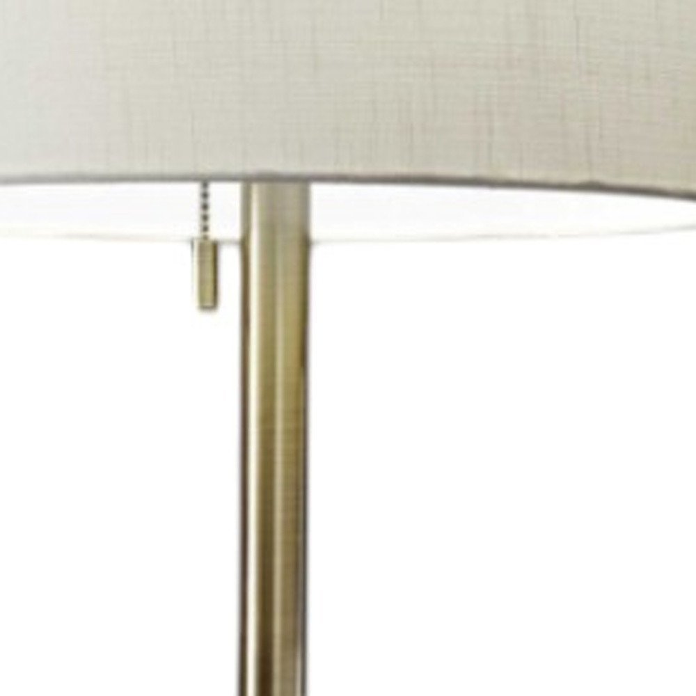 61" Brass Metal Floor Lamp With White Fabric Cylinder Shade - Hallam Custom Woodworking - HomeRoots