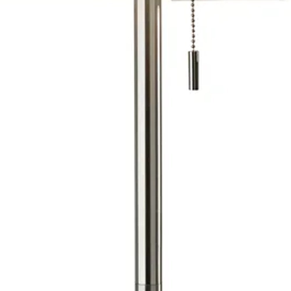 68" Silver Floor Lamp With White Fabric Drum Shade - Hallam Custom Woodworking - HomeRoots