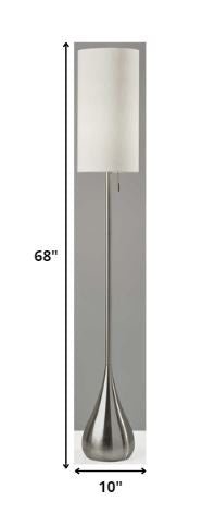 68" Silver Floor Lamp With White Fabric Drum Shade - Hallam Custom Woodworking - HomeRoots