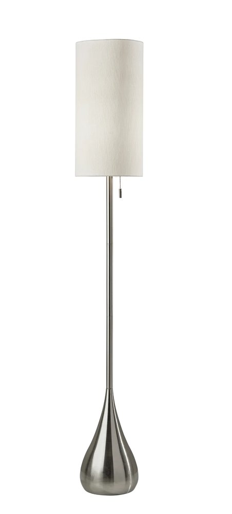68" Silver Floor Lamp With White Fabric Drum Shade - Hallam Custom Woodworking - HomeRoots