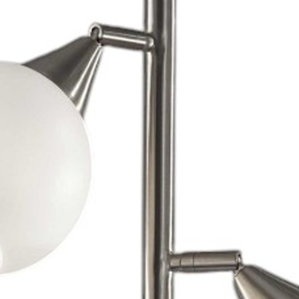 71" Silver Metal Floor Lamp With White Dome Shade - Hallam Custom Woodworking - HomeRoots