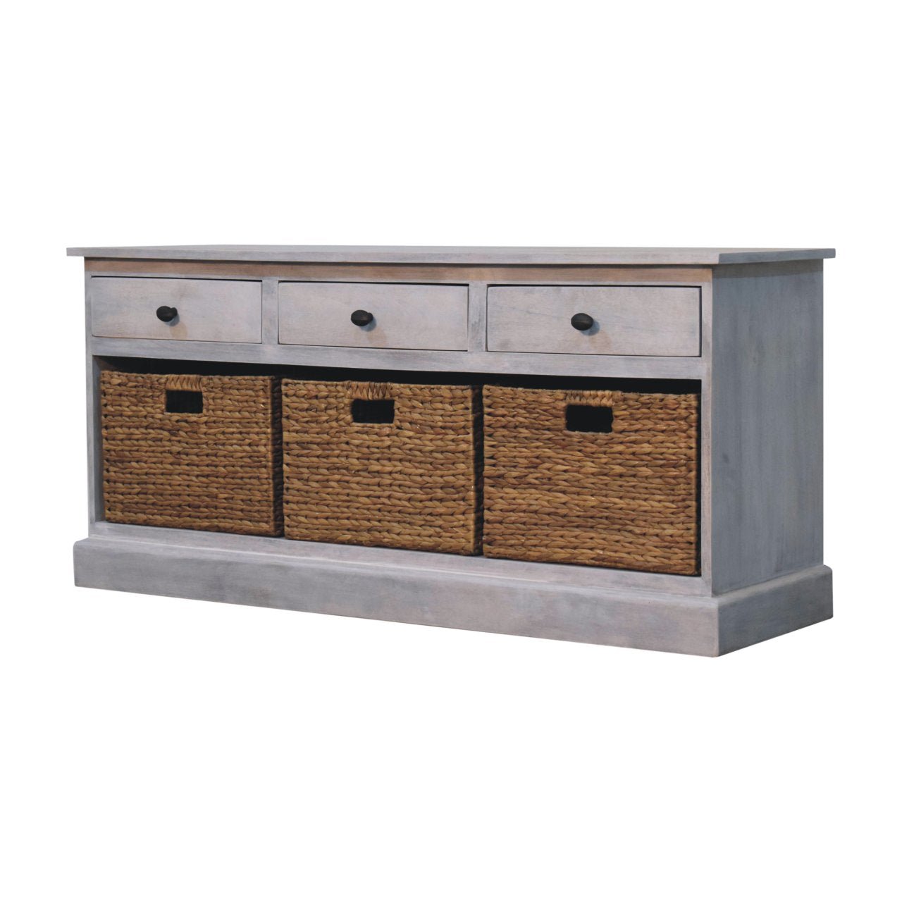 Artisan Furniture Acid Wash 3 - Drawer and 3 - Basket Storage Cabinet - Hallam Custom Woodworking - Artisan Furniture