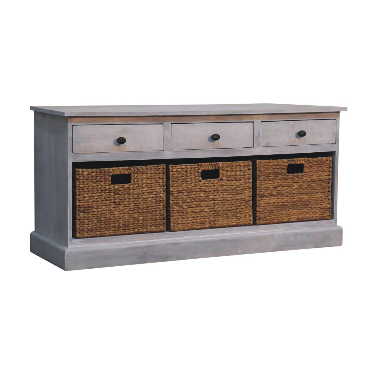 Artisan Furniture Acid Wash 3 - Drawer and 3 - Basket Storage Cabinet - Hallam Custom Woodworking - Artisan Furniture
