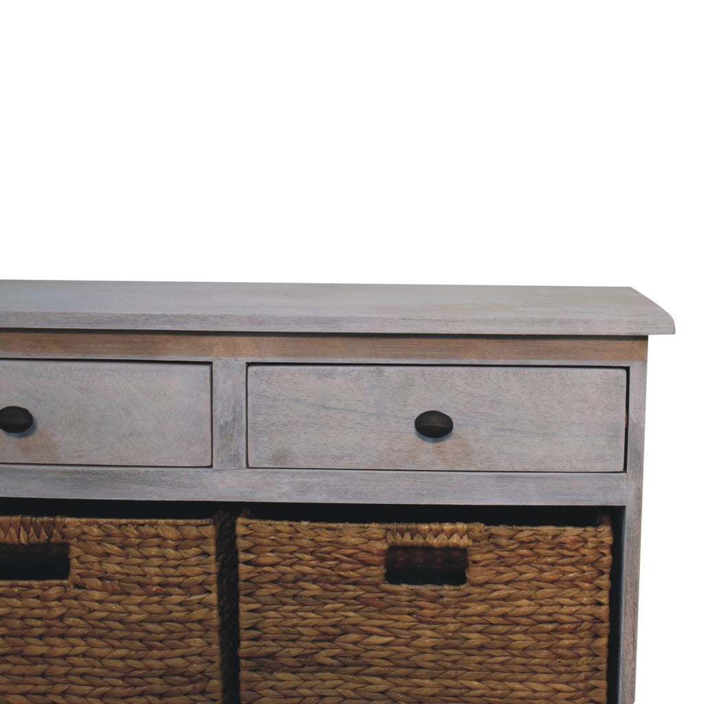 Artisan Furniture Acid Wash 3 - Drawer and 3 - Basket Storage Cabinet - Hallam Custom Woodworking - Artisan Furniture