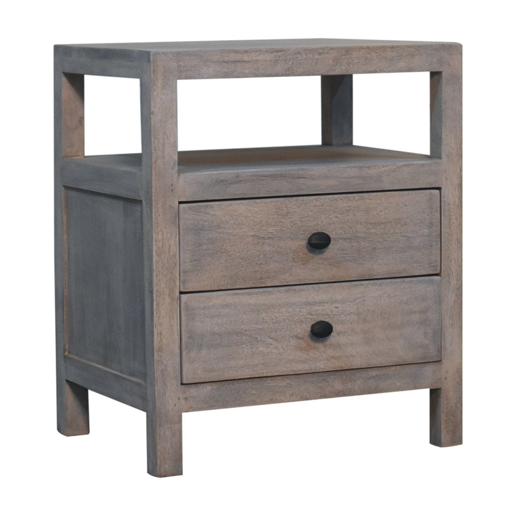 Artisan Furniture Solid Wood Acid Wash 2 Drawer Open Bedside - Hallam Custom Woodworking - Artisan Furniture