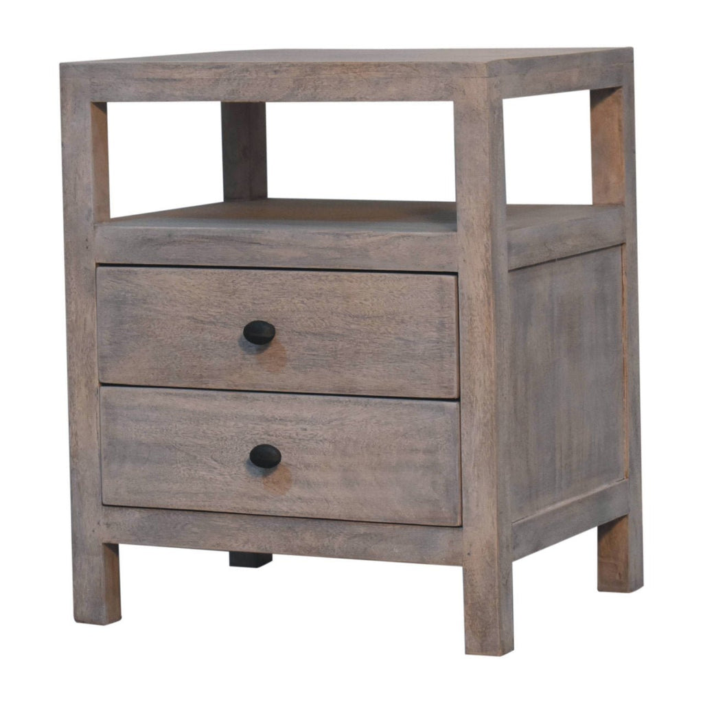 Artisan Furniture Solid Wood Acid Wash 2 Drawer Open Bedside - Hallam Custom Woodworking - Artisan Furniture