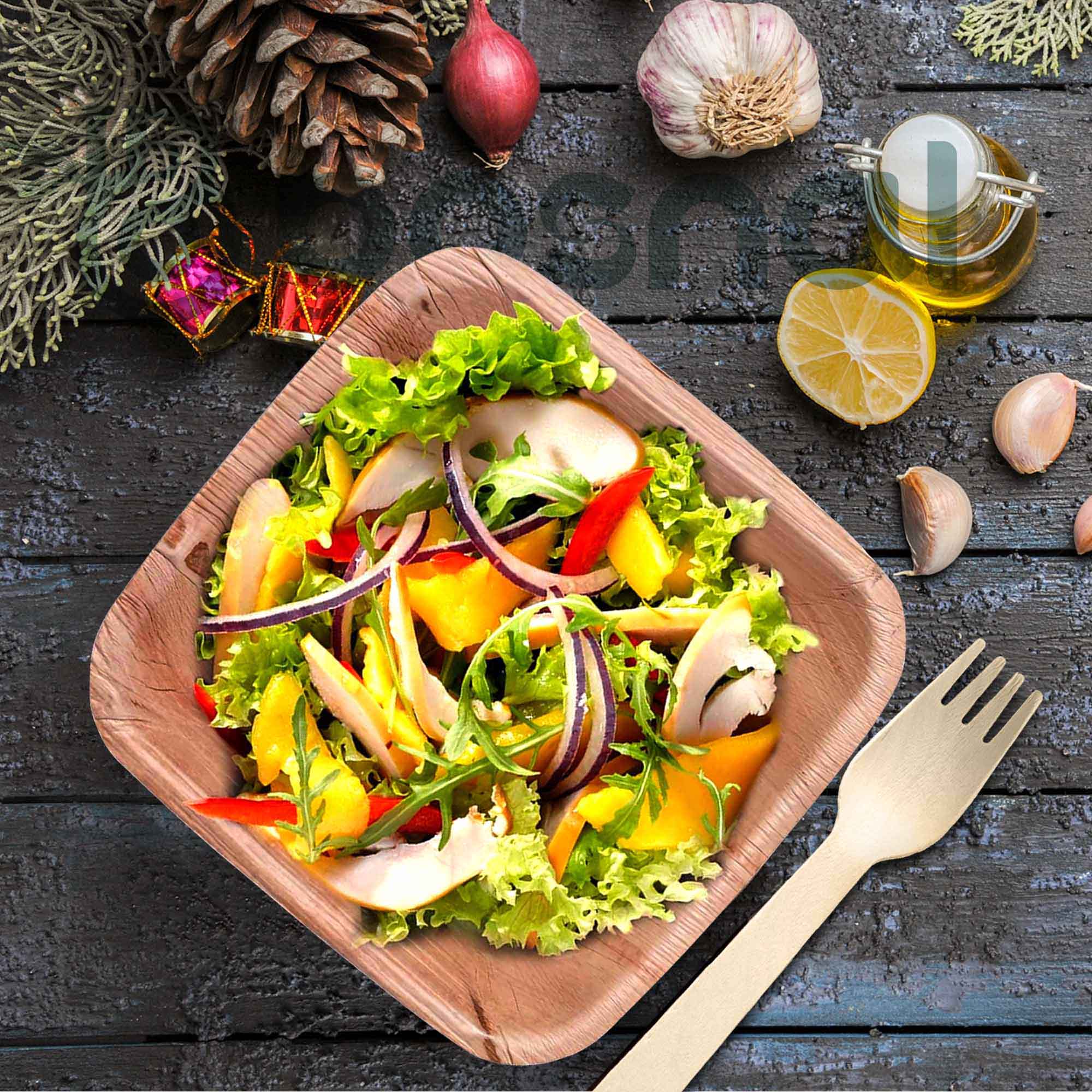 Bosnal - Palm Leaf Biodegradable Bowls, 5 inch, Square - Hallam Custom Woodworking - Bosnal