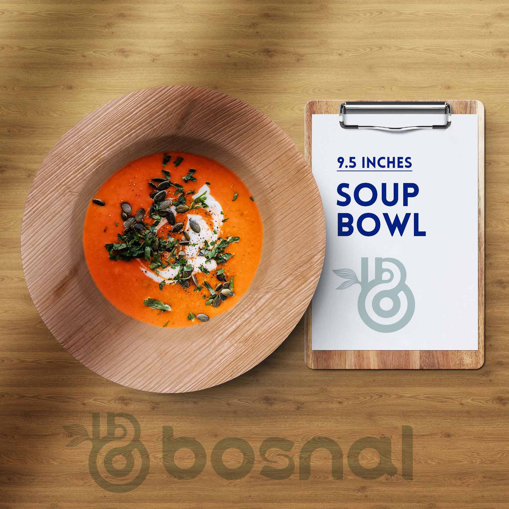 Bosnal - Palm Leaf Biodegradable Bowls, 9.5 inch Round Soup Bowl - Hallam Custom Woodworking - Bosnal