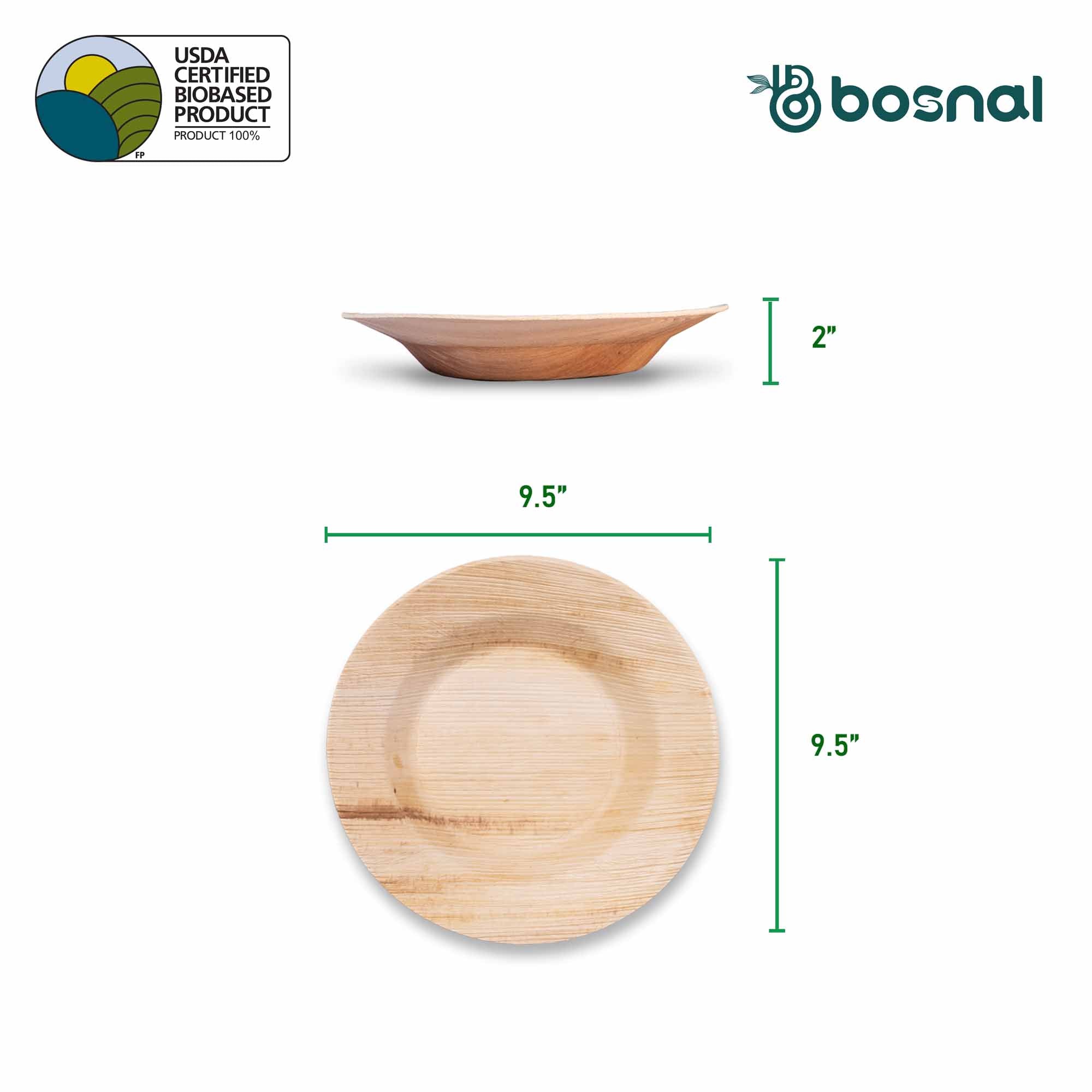 Bosnal - Palm Leaf Biodegradable Bowls, 9.5 inch Round Soup Bowl - Hallam Custom Woodworking - Bosnal