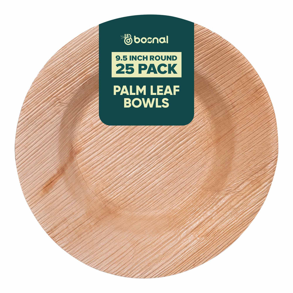 Bosnal - Palm Leaf Biodegradable Bowls, 9.5 inch Round Soup Bowl - Hallam Custom Woodworking - Bosnal