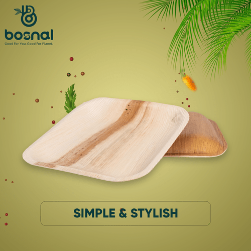 Bosnal - Palm Leaf Biodegradable Plates, 10 inch, Square - Hallam Custom Woodworking - Bosnal
