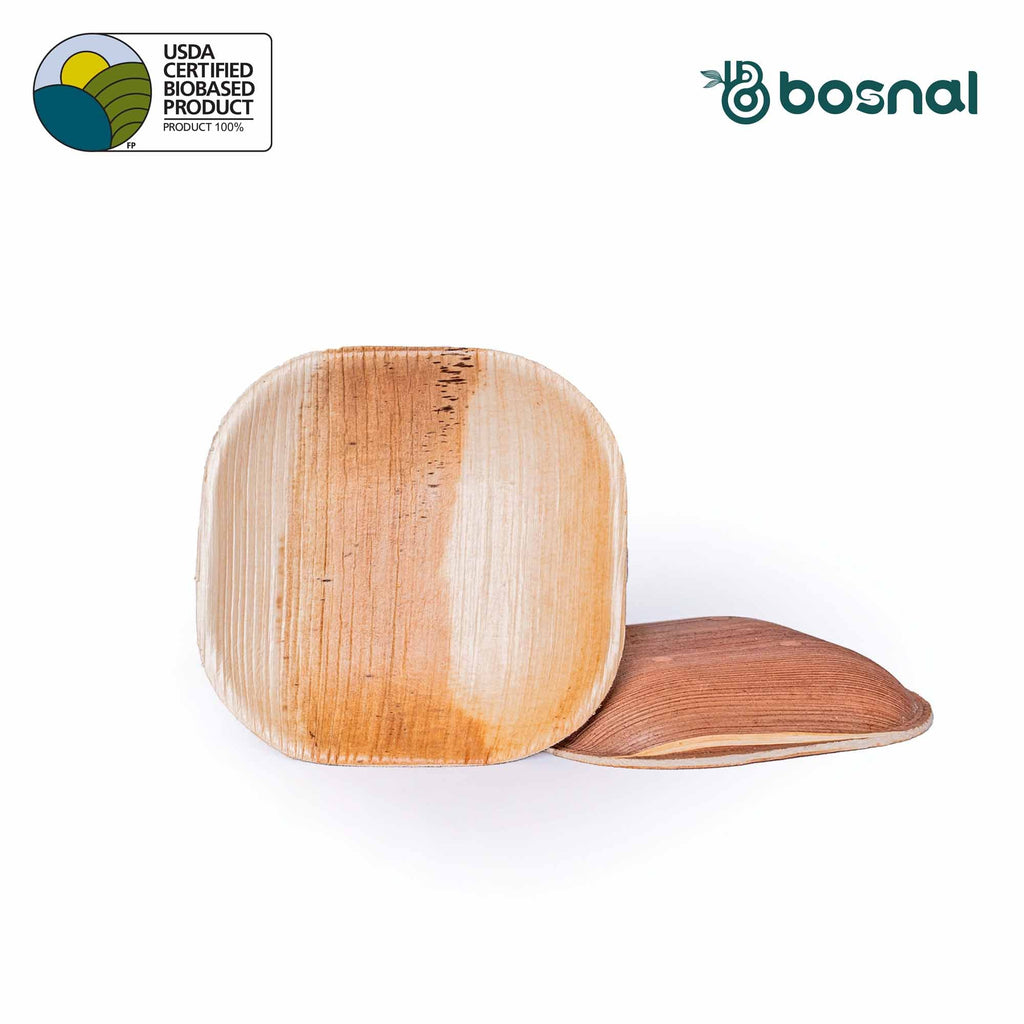 Bosnal - Palm Leaf Biodegradable Plates, 4 inch, Square - Hallam Custom Woodworking - Bosnal