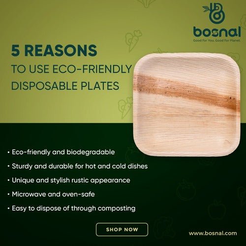 Bosnal - Palm Leaf Biodegradable Plates; 7 inch, Square - Hallam Custom Woodworking - Bosnal