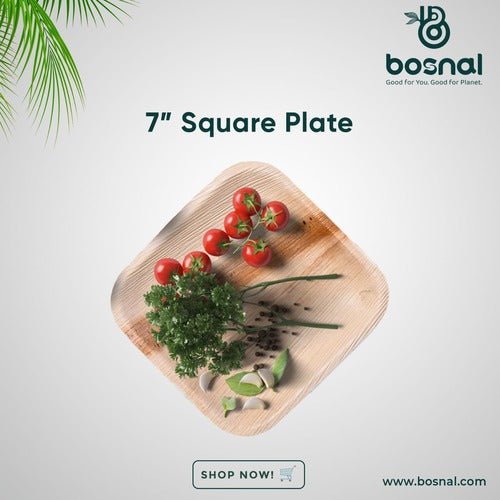 Bosnal - Palm Leaf Biodegradable Plates; 7 inch, Square - Hallam Custom Woodworking - Bosnal