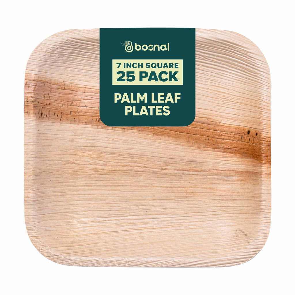 Bosnal - Palm Leaf Biodegradable Plates; 7 inch, Square - Hallam Custom Woodworking - Bosnal