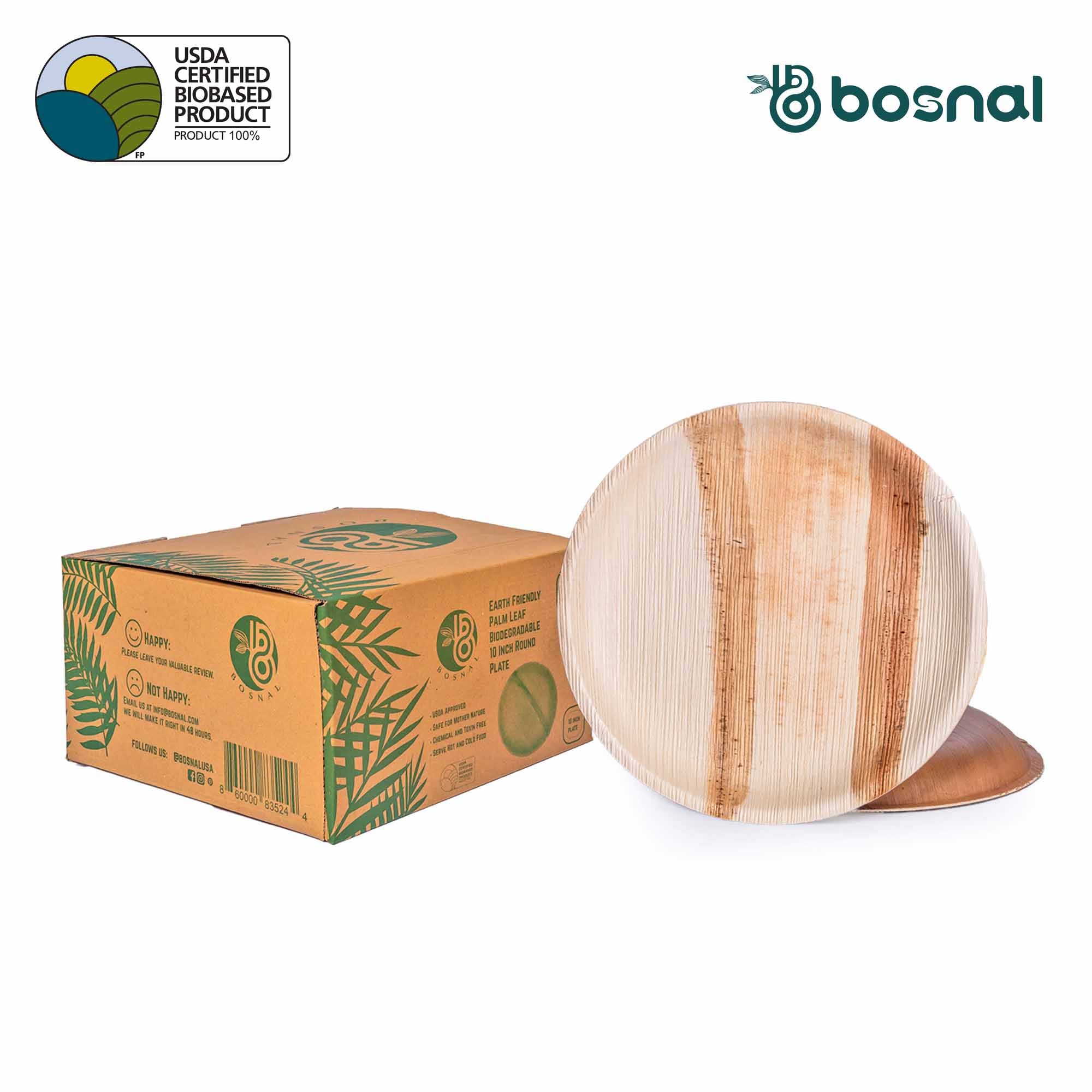 Bosnal - Palm Leaf Biodegradable Plates, 9 inch, Round - Hallam Custom Woodworking - Bosnal