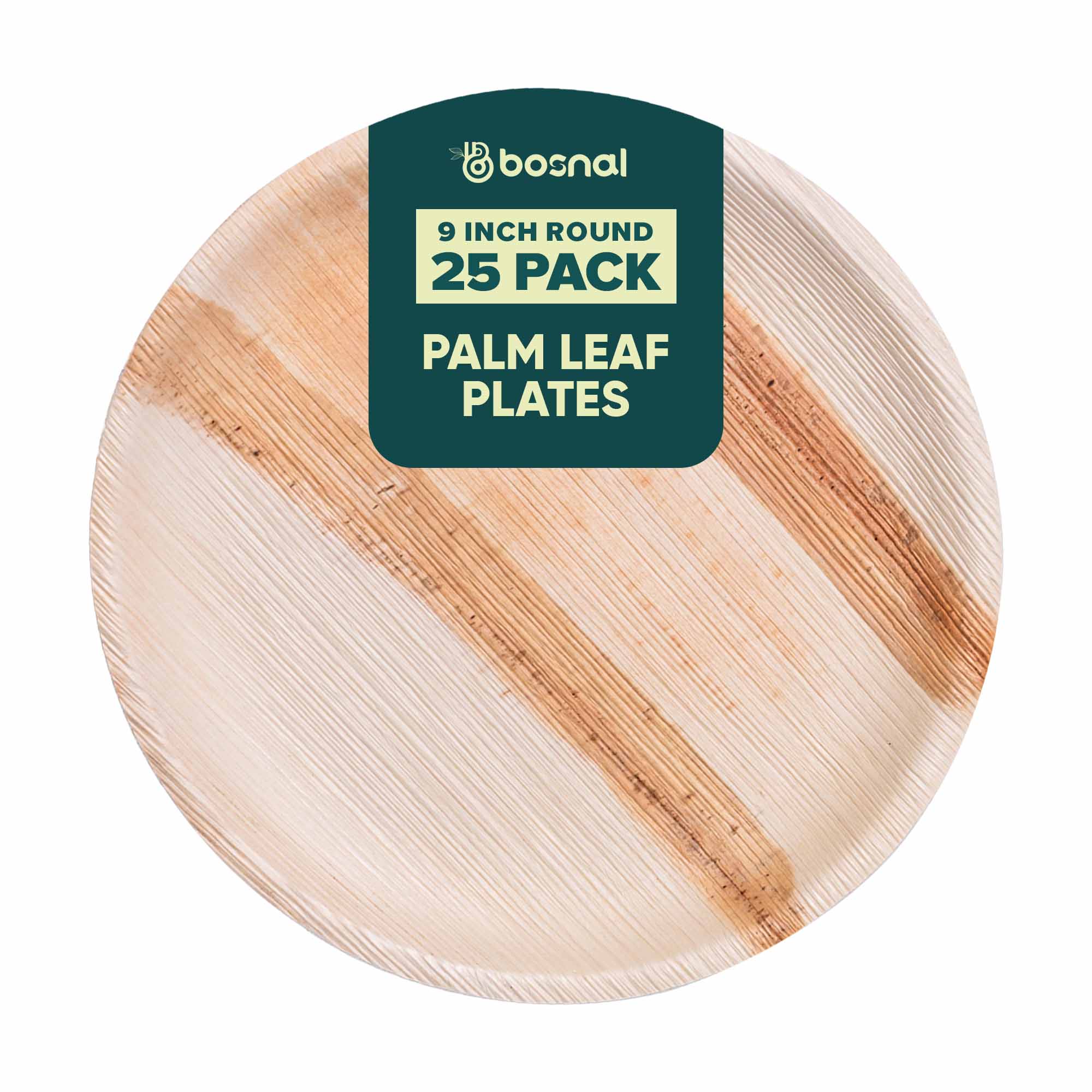 Bosnal - Palm Leaf Biodegradable Plates, 9 inch, Round - Hallam Custom Woodworking - Bosnal