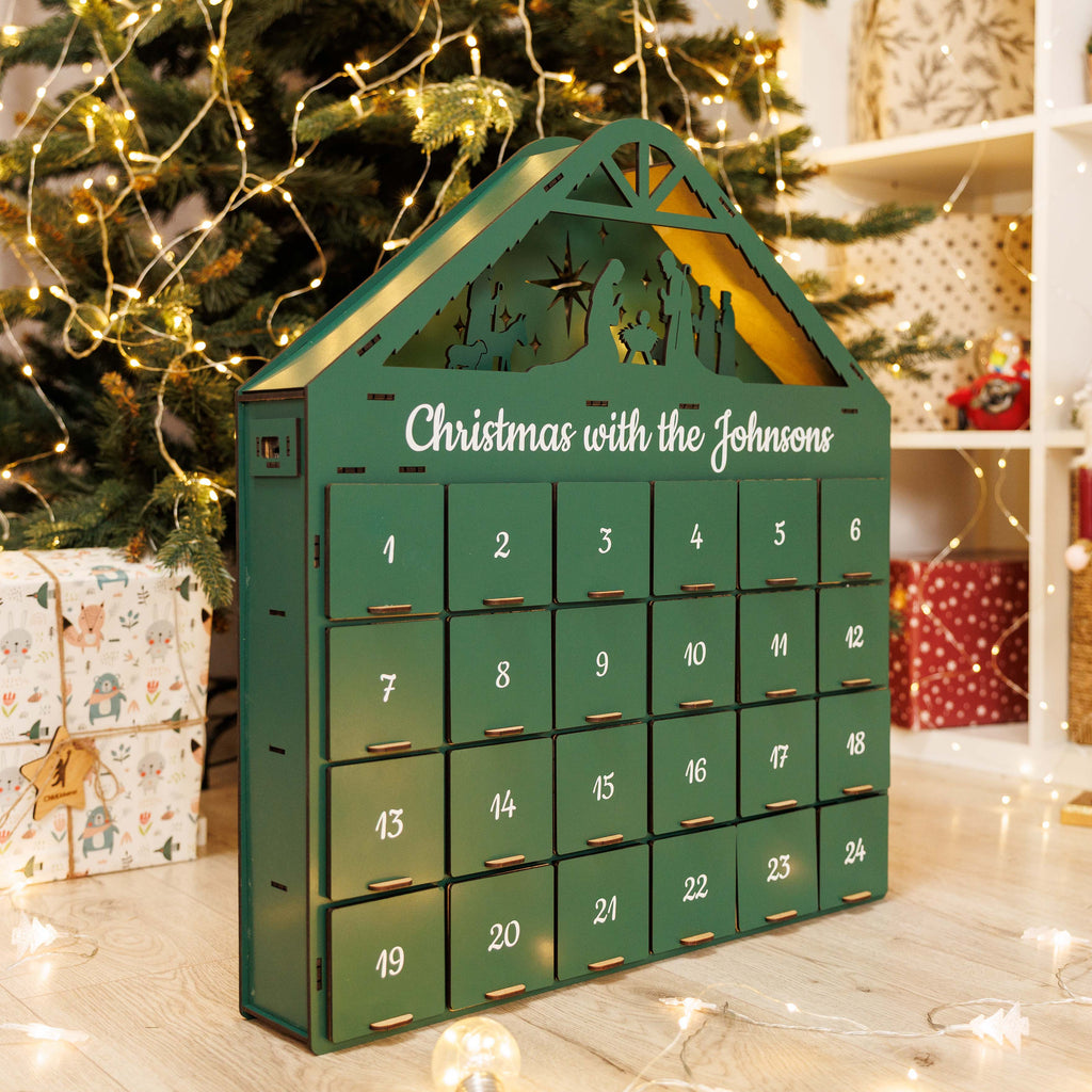 Christmas Advent Calendar - Green - Hallam Custom Woodworking - Enjoy The Wood