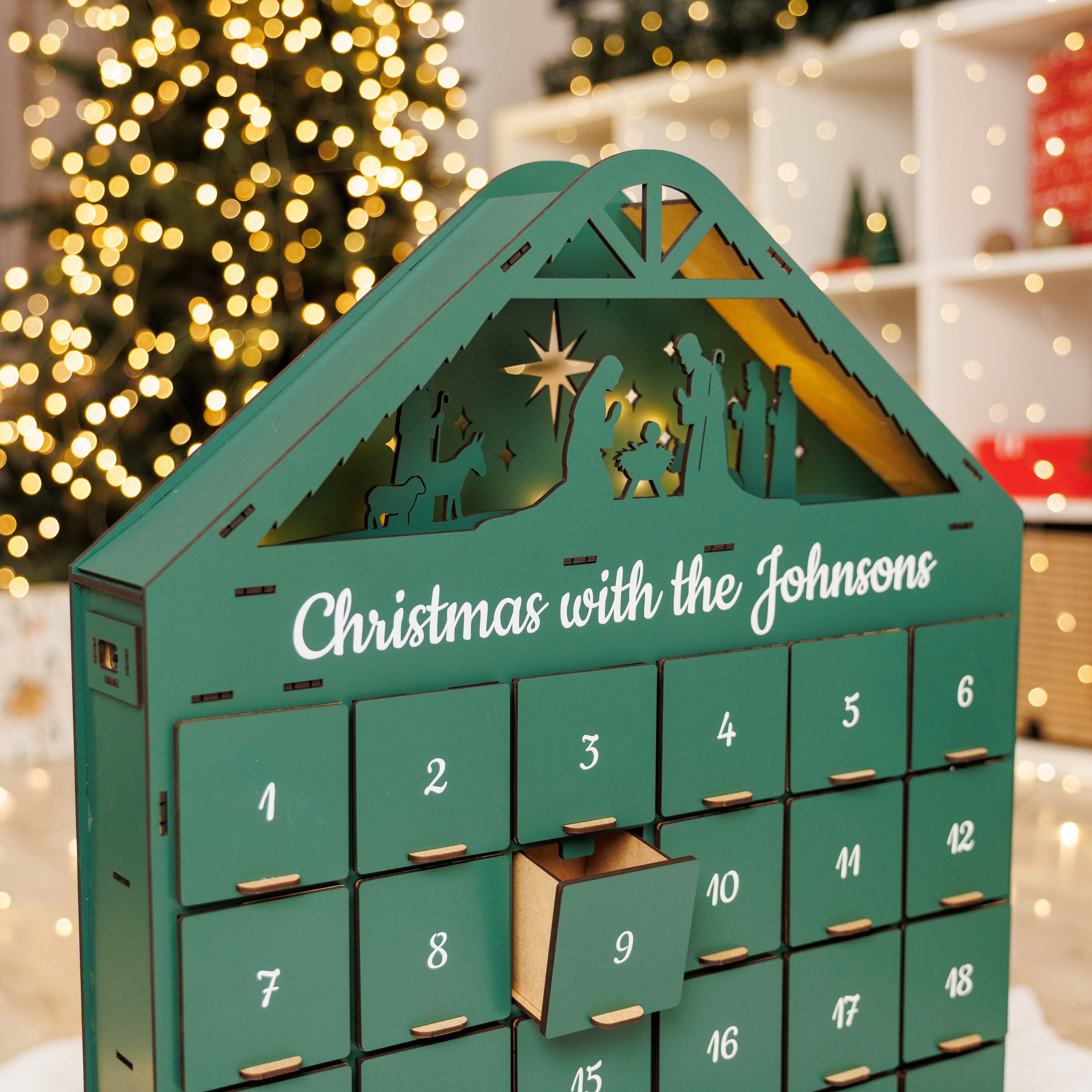 Christmas Advent Calendar - Green - Hallam Custom Woodworking - Enjoy The Wood
