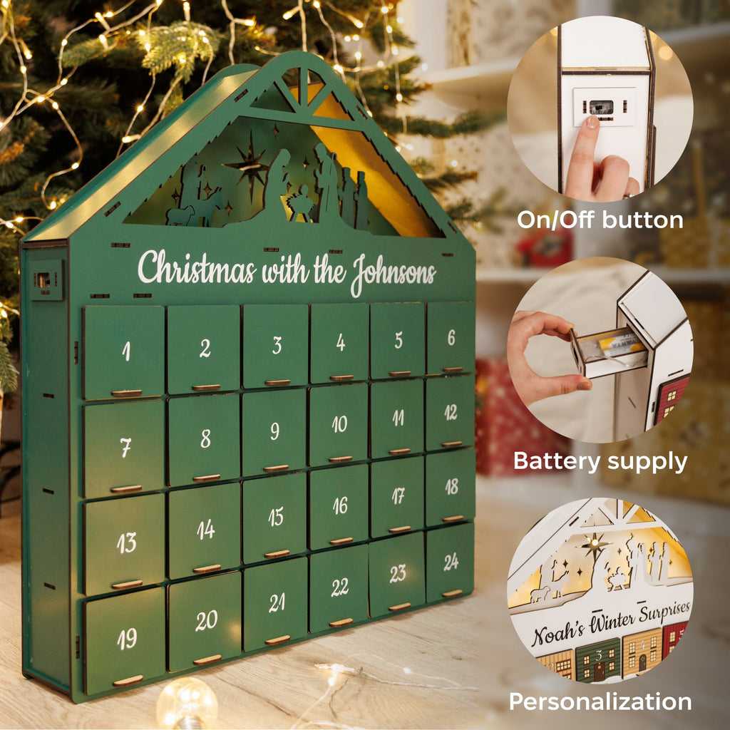 Christmas Advent Calendar - Green - Hallam Custom Woodworking - Enjoy The Wood