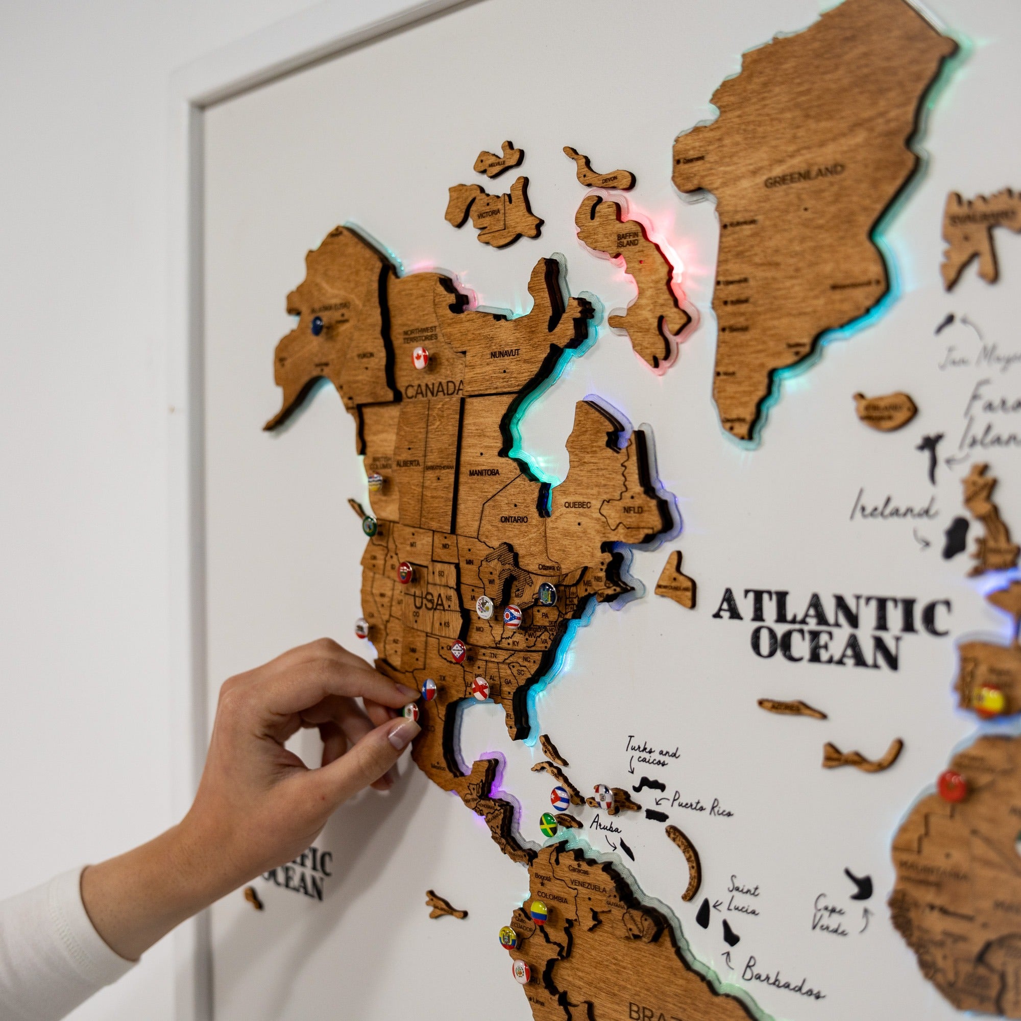 Map on Board LED 2.0 Oak - Hallam Custom Woodworking - Enjoy The Wood