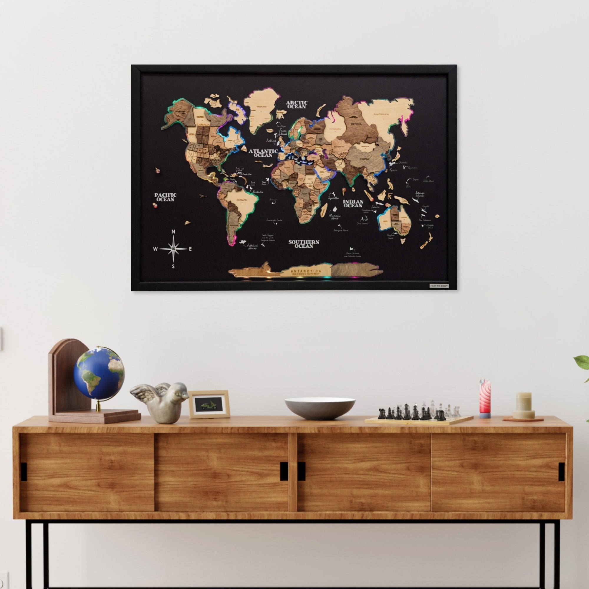 Map on Board LED 2.0 Smokey - Hallam Custom Woodworking - Enjoy The Wood