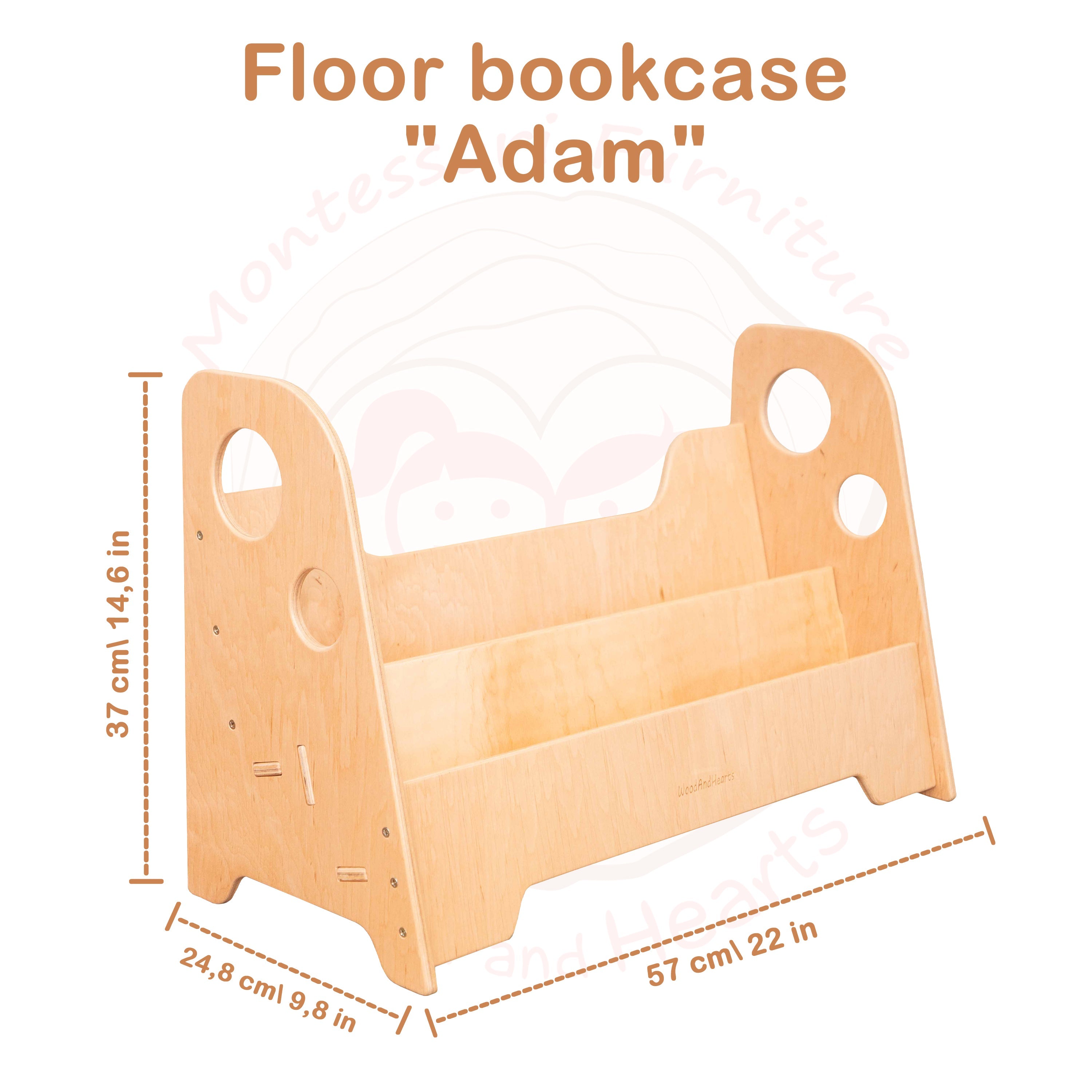 Wood and Hearts Kids Bookshelf - Hallam Custom Woodworking - woodandhearts