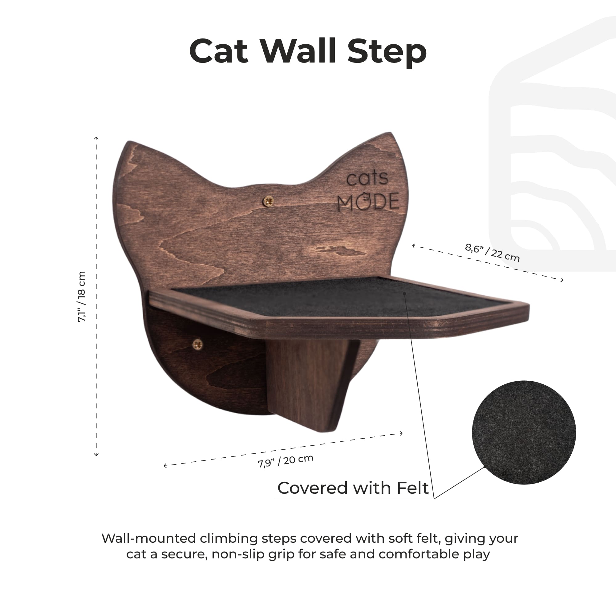 Wooden Cat Step – Dark Walnut - Hallam Custom Woodworking - Enjoy The Wood