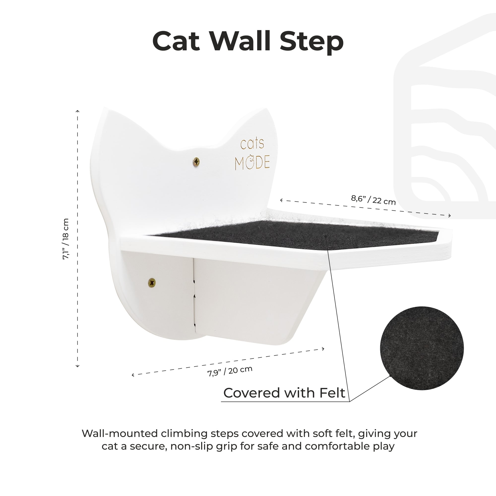 Wooden Cat Step - White - Hallam Custom Woodworking - Enjoy The Wood
