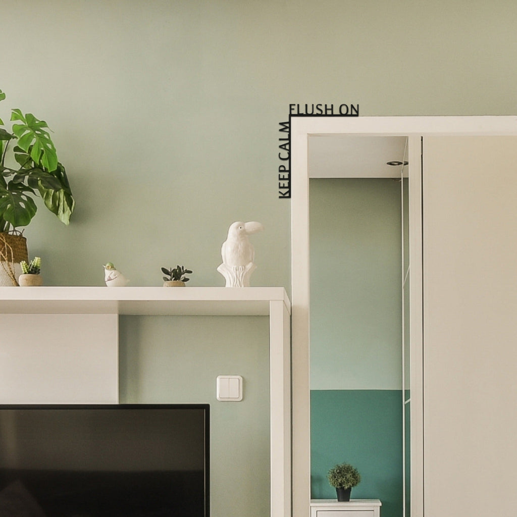 Wooden Corner Quote – Keep Calm, Flush On - Hallam Custom Woodworking - Enjoy The Wood